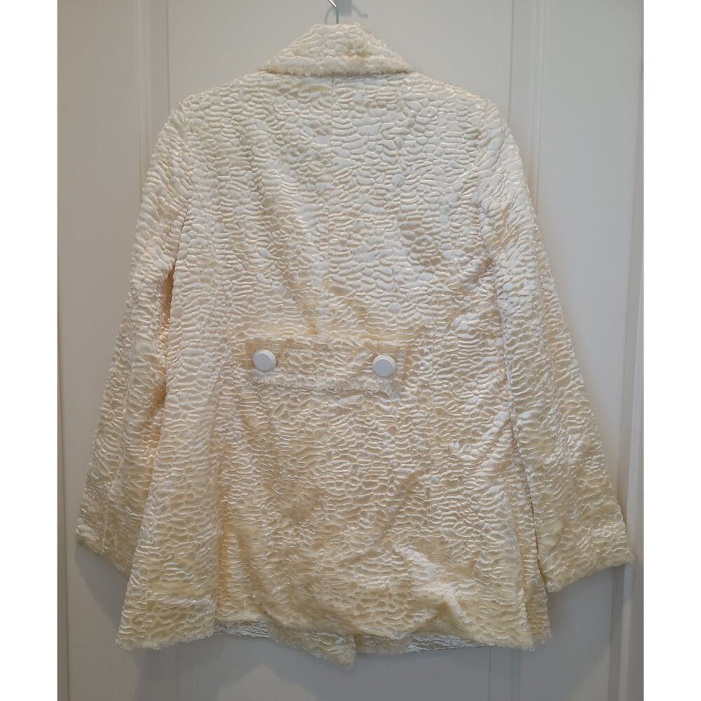 INC International Concepts Pearlescent Ivory Teddy Double Breasted Coat Sz M - Picture 2 of 6